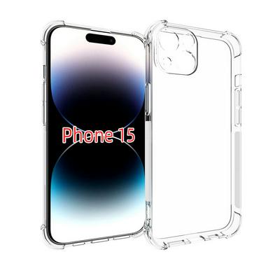 iPhone 15 Anti-Fingerprint Non-Slip Waterproof Four Corners Shockproof Transparent Soft TPU Back Cover Protective Case