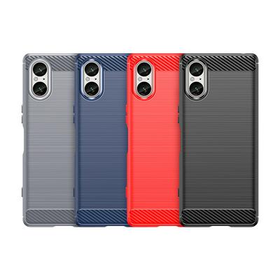 For Sony Xperia 5 V Carbon Fiber Drawing Series Scratch Resistant Shock Absorption Soft TPU Back Cover Case