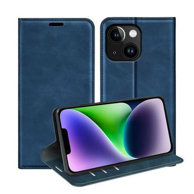 For iPhone 15 Skin Feel Magnetic Attraction Flip Leather Wallet Case with Card Slot and Stand