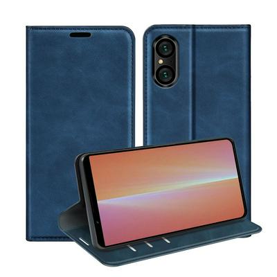 For Sony Xperia 5 V Skin Feel Magnetic Attraction Flip Leather Wallet Case with Card Slot and Stand