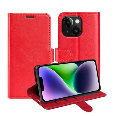 For iPhone 15 R64 Pattern Single Folded Edge Folio Flip Leather Wallet Phone Case