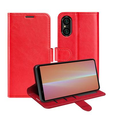 For Sony Xperia 5 V R64 Pattern Single Folded Edge Folio Flip Leather Wallet Phone Case