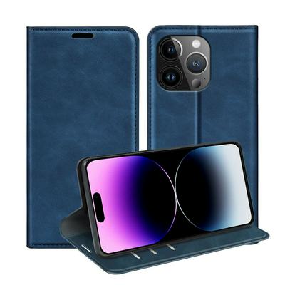 For iPhone 15 Pro Max Skin Feel Magnetic Attraction Flip Leather Wallet Case with Card Slot and Stand