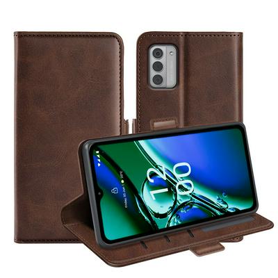 For Nokia G42 Double Buckle Wallet Style Folio Flip Leather Case with Stand and Card Slots Function