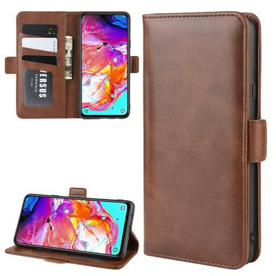 Samsung A20S PU Leather Double Buckle Phone Case Flip Wallet Card Holder Cover Phone Holder Open Left and Right with Phone Holder for Samsung A20S Phone Case