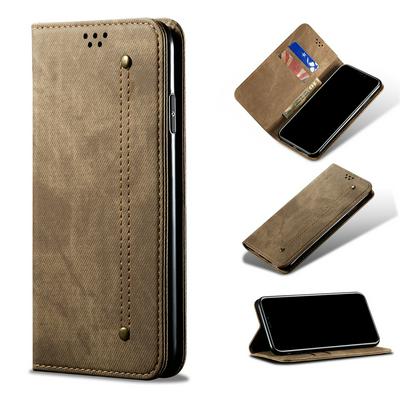 For iPhone 14 Denim Pattern Leather Wallet Phone Case with Card Slots&Stand 