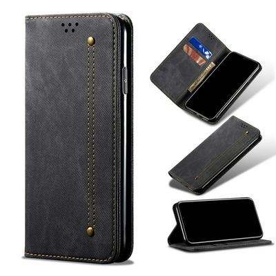 For Huawei P60 Art Denim Pattern Leather Wallet Phone Case with Card Slots&Stand 