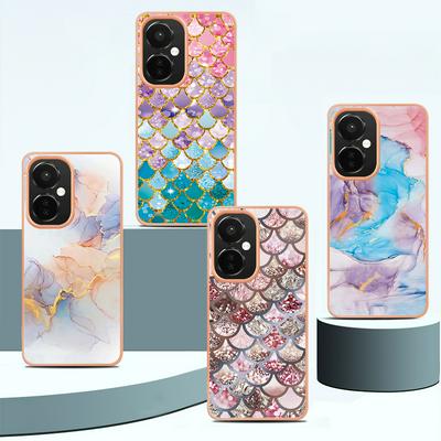 For OnePlus CE3 5G IMD Anti-dirt Anti-scratch Soft TPU Case Electroplating Edge IMD Marble Floral Pattern Cover