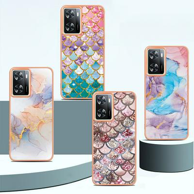 For OnePlus Nord N300 IMD Anti-dirt Anti-scratch Soft TPU Case Electroplating Edge IMD Marble Floral Pattern Cover