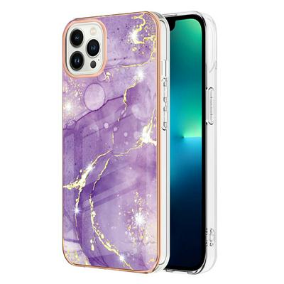 For iPhone 14 Pro Max IMD Marble Pattern Electroplated Phone Case IMD 2.0mm TPU Skin Anti-Scratch Cover