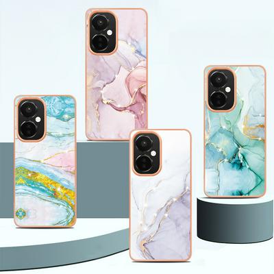 For OnePlus Nord CE3 IMD Marble Pattern IMD Phone Case Electroplating Frame Anti-scratch Soft TPU Cover