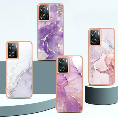 For Oppo Realme Q5i IMD Marble Pattern IMD Phone Case Electroplating Frame Anti-scratch Soft TPU Cover