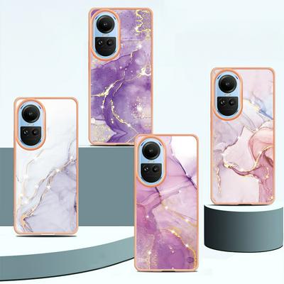 For Oppo Reno 10 IMD Marble Pattern IMD Phone Case Electroplating Frame Anti-scratch Soft TPU Cover