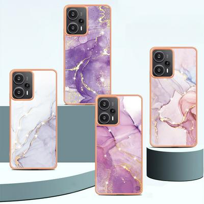 For Xiaomi Poco F5 IMD Marble Pattern IMD Phone Case Electroplating Frame Anti-scratch Soft TPU Cover