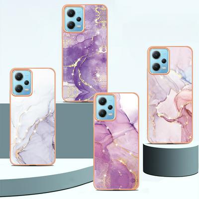 For Xiaomi Redmi Poco X5 5G IMD Marble Pattern IMD Phone Case Electroplating Frame Anti-scratch Soft TPU Cover