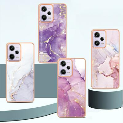 For Xiaomi Poco X5 Pro 5G IMD Marble Pattern IMD Phone Case Electroplating Frame Anti-scratch Soft TPU Cover