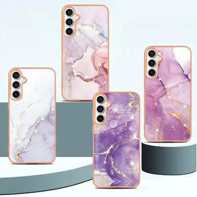 For Samsung Galaxy S24 FE IMD Marble Pattern Electroplated Phone Case IMD 2.0mm TPU Skin Anti-Scratch Cover