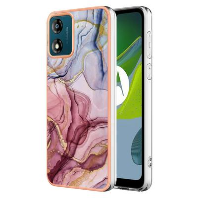 For Motorola Moto E13 IMD Marble Pattern Electroplated Phone Case IMD 2.0mm TPU Skin Anti-Scratch Cover