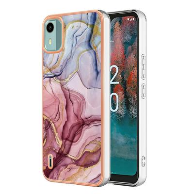 For Nokia C12 IMD Marble Pattern Electroplated Phone Case IMD 2.0mm TPU Skin Anti-Scratch Cover