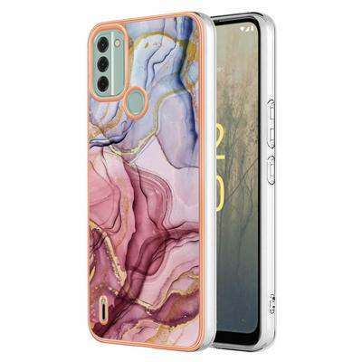 For Nokia C31 IMD Marble Pattern Electroplated Phone Case IMD 2.0mm TPU Skin Anti-Scratch Cover
