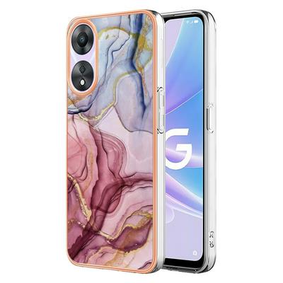 For Oppo A78 IMD Marble Pattern Electroplated Phone Case IMD 2.0mm TPU Skin Anti-Scratch Cover