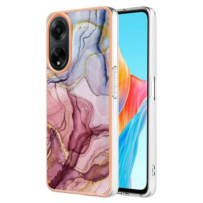 For Oppo A98 IMD Marble Pattern Electroplated Phone Case IMD 2.0mm TPU Skin Anti-Scratch Cover