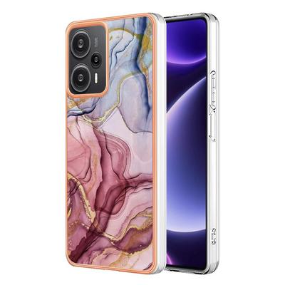 For Xiaomi Poco F5 IMD Marble Pattern Electroplated Phone Case IMD 2.0mm TPU Skin Anti-Scratch Cover