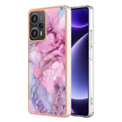 For Xiaomi Redmi Note 12 Turbo IMD Marble Pattern Electroplated Phone Case IMD 2.0mm TPU Skin Anti-Scratch Cover