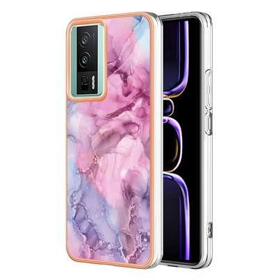 For Xiaomi Poco F5 Pro IMD Marble Pattern Electroplated Phone Case IMD 2.0mm TPU Skin Anti-Scratch Cover