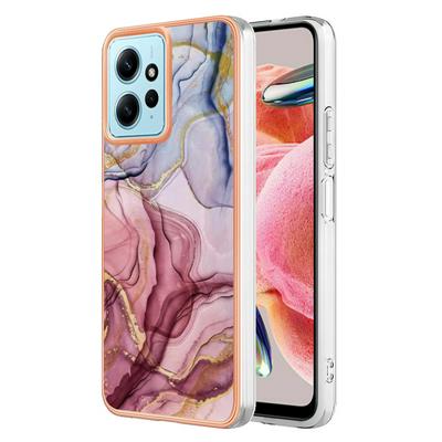 For Xiaomi Redmi Note 12 4G IMD Marble Pattern Electroplated Phone Case IMD 2.0mm TPU Skin Anti-Scratch Cover