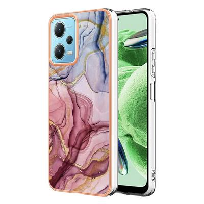 For Xiaomi Poco X5 5G IMD Marble Pattern Electroplated Phone Case IMD 2.0mm TPU Skin Anti-Scratch Cover