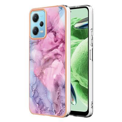 For Xiaomi Redmi Note 12 5G IMD Marble Pattern Electroplated Phone Case IMD 2.0mm TPU Skin Anti-Scratch Cover