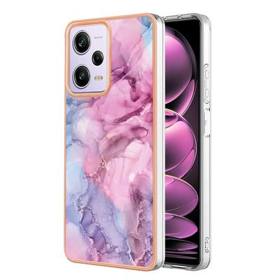 For Xiaomi Redmi Note 12 Pro 5G IMD Marble Pattern Electroplated Phone Case IMD 2.0mm TPU Skin Anti-Scratch Cover