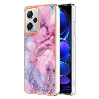 For Xiaomi Redmi Note 12 Pro Plus IMD Marble Pattern Electroplated Phone Case IMD 2.0mm TPU Skin Anti-Scratch Cover