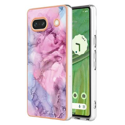 For Google Pixel 7A IMD Marble Pattern Electroplated Phone Case IMD 2.0mm TPU Skin Anti-Scratch Cover