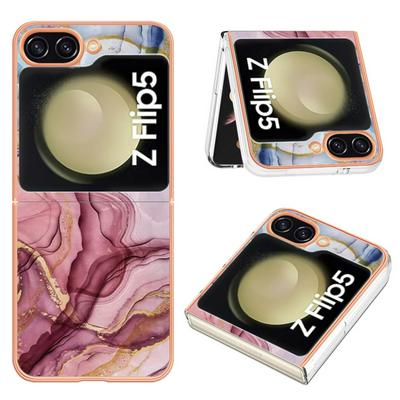 For Samsung Galaxy Z Flip 5 IMD Marble Pattern Electroplated Phone Case IMD 2.0mm TPU Skin Anti-Scratch Cover
