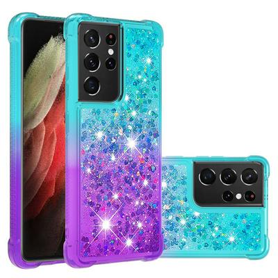For Samsung Galaxy S21 Ultra 5G YB Quicksand Series Liquid Case Gradient Quicksand Soft TPU Protective Shockproof Luxury Cover