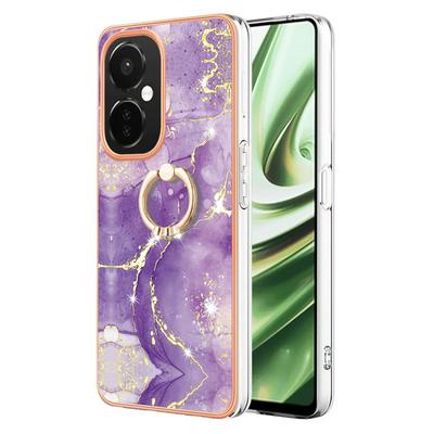 For OnePlus Nord CE3 YB IMD Series Marble Pattern Electroplating Case Ring Grip Kickstand Soft TPU IMD Phone Cover