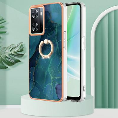 For Oppo Realme Q5i YB IMD Series Marble Pattern Electroplating Case Ring Grip Kickstand Soft TPU IMD Phone Cover