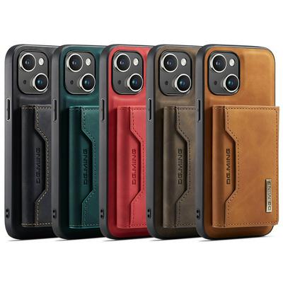 DG.MING M2 Series Detachable 2-in-1 Wallet Kickstand Design Leather Coated Hybrid Case for iPhone 15