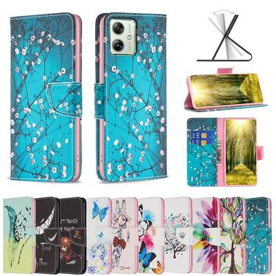 For Motorola Moto G54 5G Color Painted Side Flip Scratch Resistant PU Leather Wallet Phone Case
