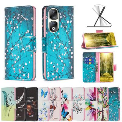 For Honor 90 Pro Color Painted Side Flip Scratch Resistant PU Leather Wallet Phone Case