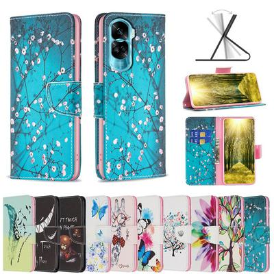 For Honor 90 Lite Color Painted Side Flip Scratch Resistant PU Leather Wallet Phone Case