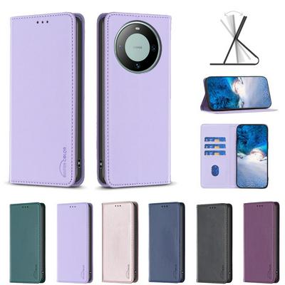 BF18 Protective Case for Huawei Mate 60 Dermal dark magnetic field Leather Stand Phone Cover with Card Slots