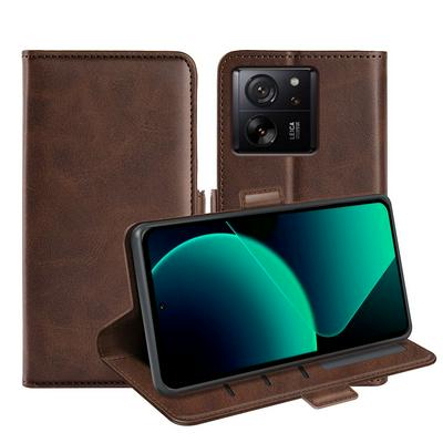 For Xiaomi 13T/13T Pro/Redmi K60 Ultra Double Buckle Wallet Style Folio Flip Leather Case with Stand and Card Slots Function