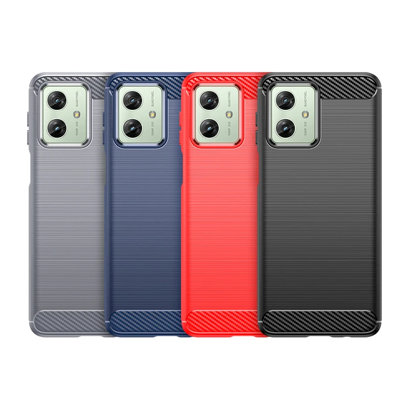 For Motorola G64 Carbon Fiber Drawing Series Scratch Resistant Shock Absorption Soft TPU Back Cover Case