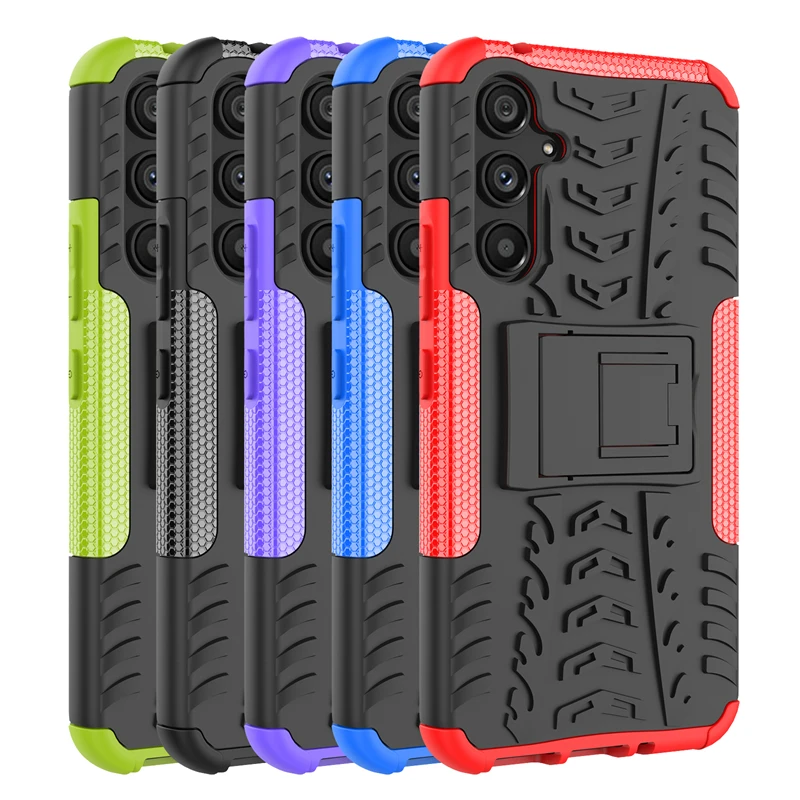 Military Grade Armor Heavy Duty PC + PU Hybrid Impact Tire Model Kickstand Dual Layer Protection Cover for Samsung Galaxy A54