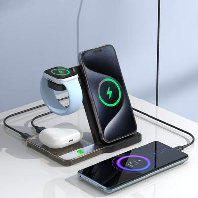 AU17 5-in-1 Fast  small night light magnetic folding wireless charging for Apple Samsung Smartphone Earphone Watch