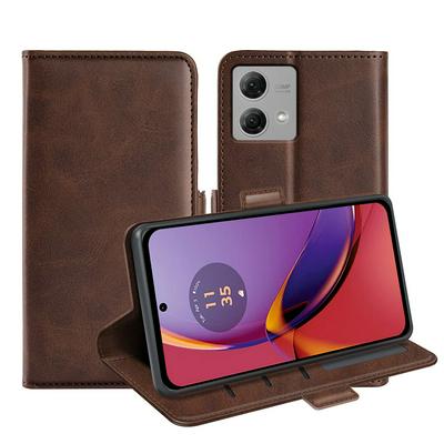 For Motorola Moto G84 Double Buckle Wallet Style Folio Flip Leather Case with Stand and Card Slots Function