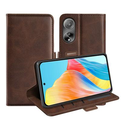 For Oppo A1 5G/A98 Double Buckle Wallet Style Folio Flip Leather Case with Stand and Card Slots Function